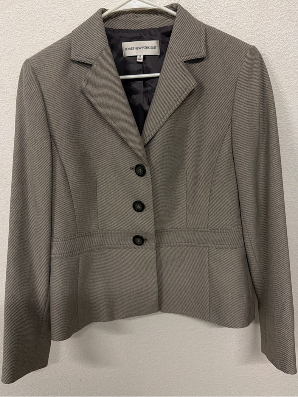 Jones New York Women's Herringbone Gray Blazer